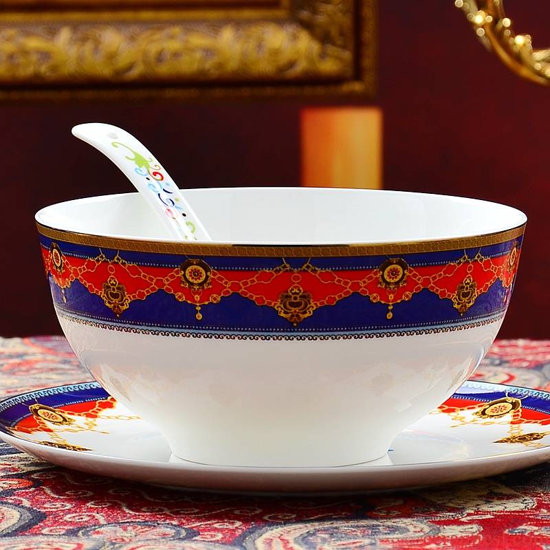 8 inches ipads porcelain household creative large soup bowl European large mercifully rainbow such use ceramic rice bowl Chinese tableware suit