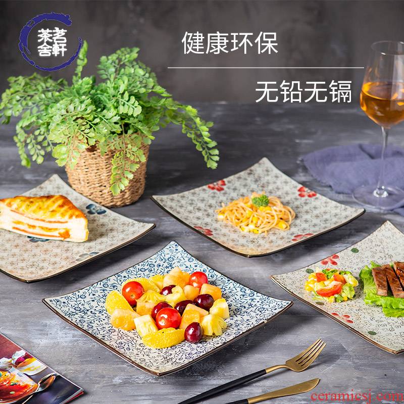 Plate of household ceramic dishes creative irregular salad Plate under Japanese glaze color western - style food tableware Plate steak Plate
