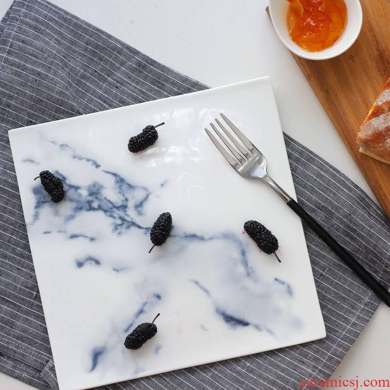 Japanese creative theme ipads porcelain tableware household vegetable dish to western food steak square flat ceramic plate