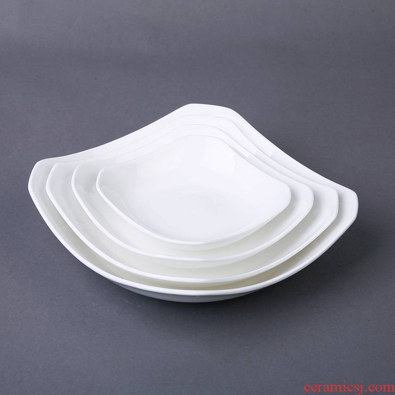 Pure white ipads China square plate ceramic deep dish household FanPan soup plate hot food cooking plate of dish dish of microwave ovens
