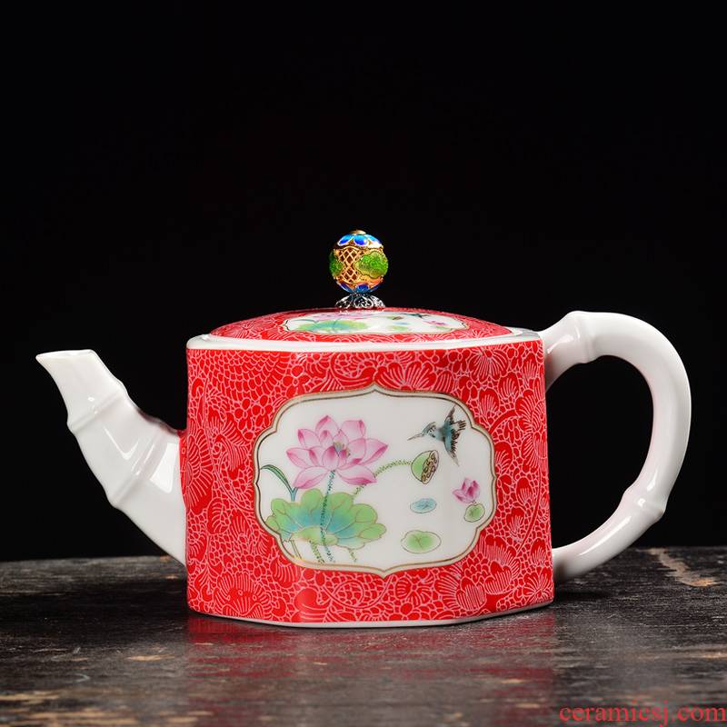 Full manual flower pot with ceramic pot bearing enamel enamel kung fu tea tea machine belt filter single pot of black tea