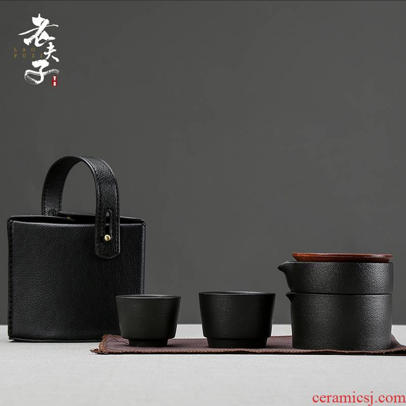 Portable package crack cup travel kung fu tea set a pot of two two cups of 2 people is suing simple ceramic teapot suit