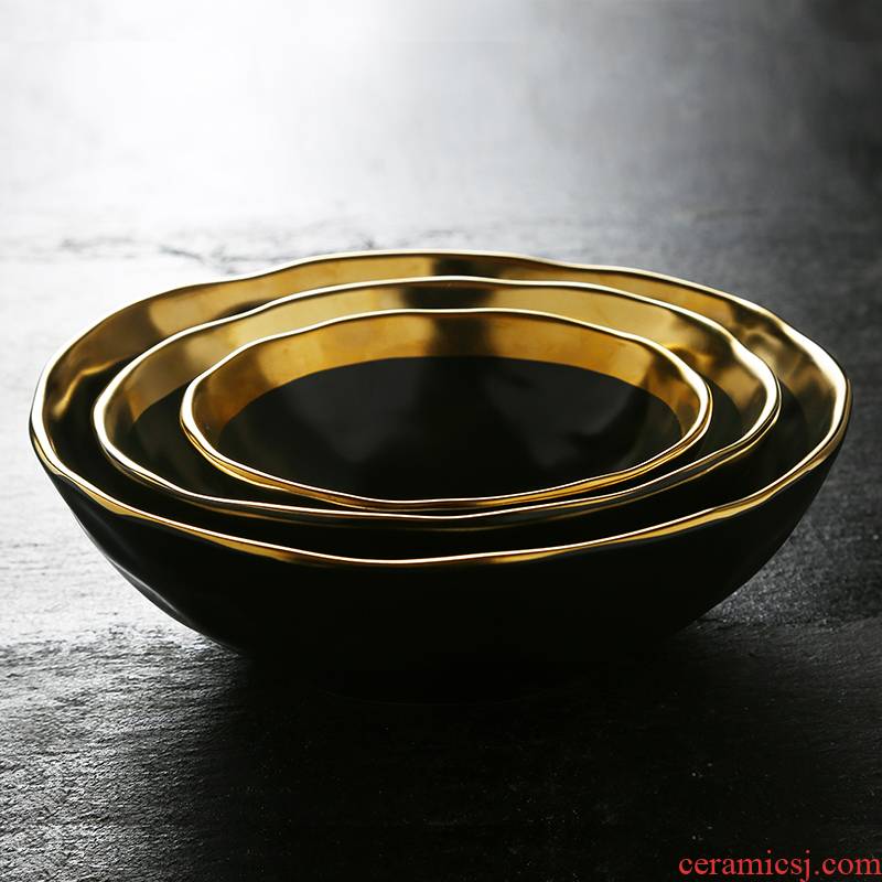 Ceramic bowl matte enrolled black up phnom penh creative rice bowls of household tableware rainbow such as bowl dish bowl of soup bowl of salad bowl move