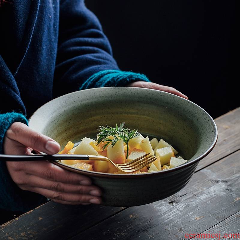 Domestic large soup bowl noodles ceramics Japanese - style tableware move rainbow such use creative salad bowl bowl of soup basin restoring ancient ways