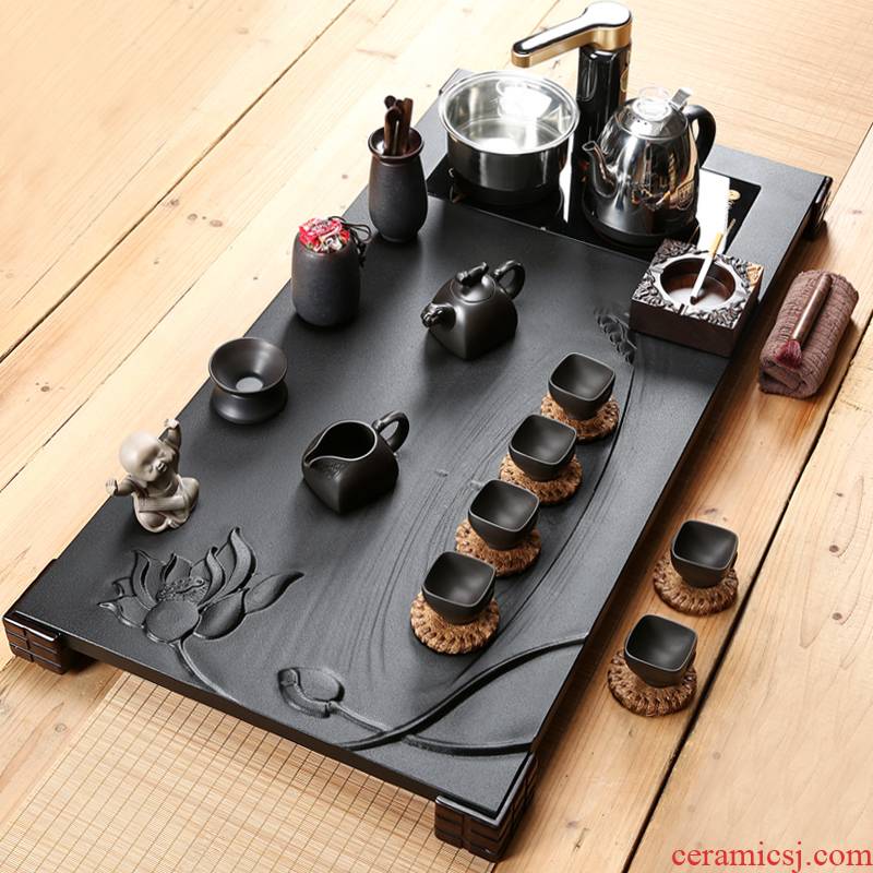 Friend is ceramic tea set home four unity sharply stone automatic water electric magnetic furnace one tea tray