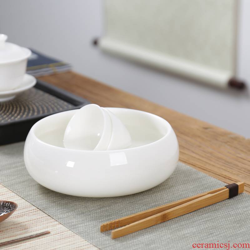 Ceramic tea wash to dehua white porcelain cup kung fu tea set spare parts writing brush washer informs the jade porcelain mercifully bath