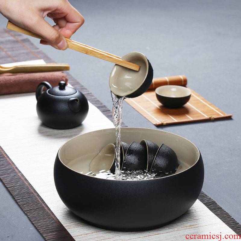 Friend is ceramic tea wash in hot coarse pottery cylinder barrels washed large move of black have kung fu tea accessories cup for wash cup