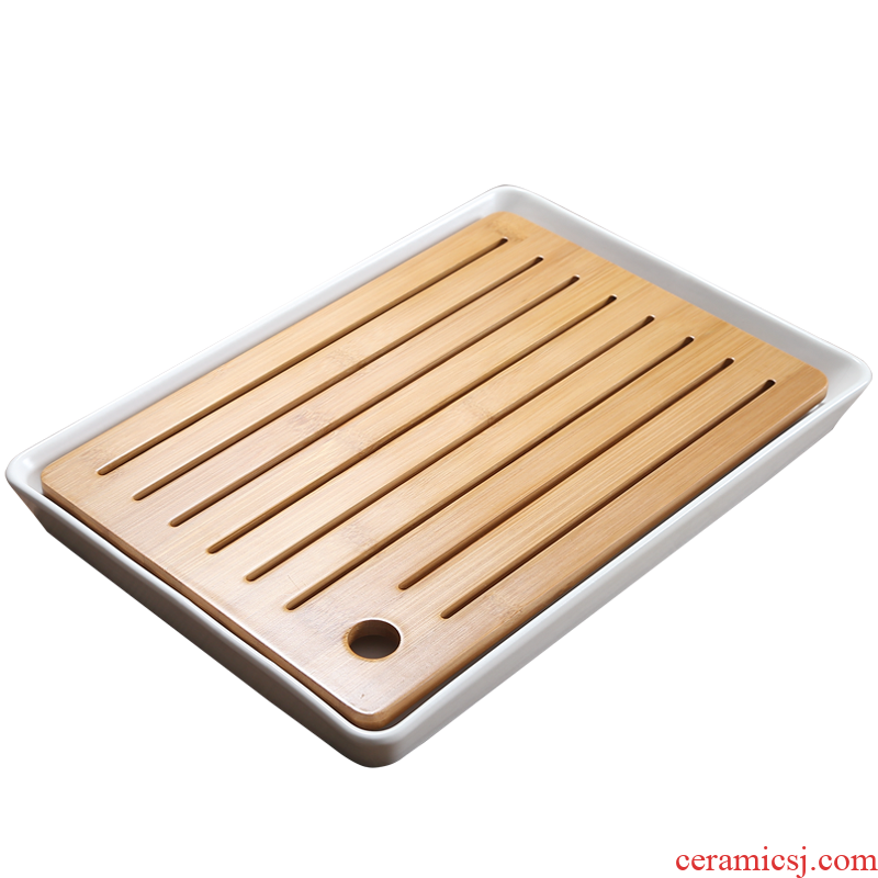 Friend is kung fu ceramic small bamboo tea tray was long tray was saving water round, square, Japanese contracted dry tea tea table