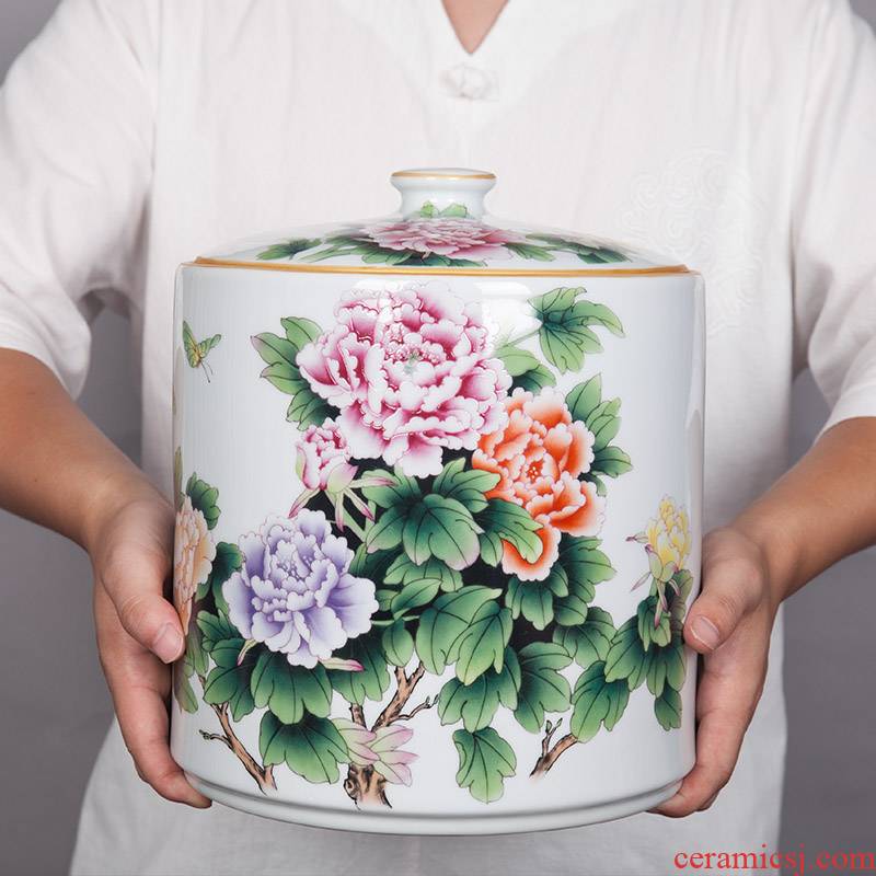 Jingdezhen ceramic furnishing articles household act the role ofing is tasted sealed tank storage jar of new Chinese style household storage tanks porcelain jar