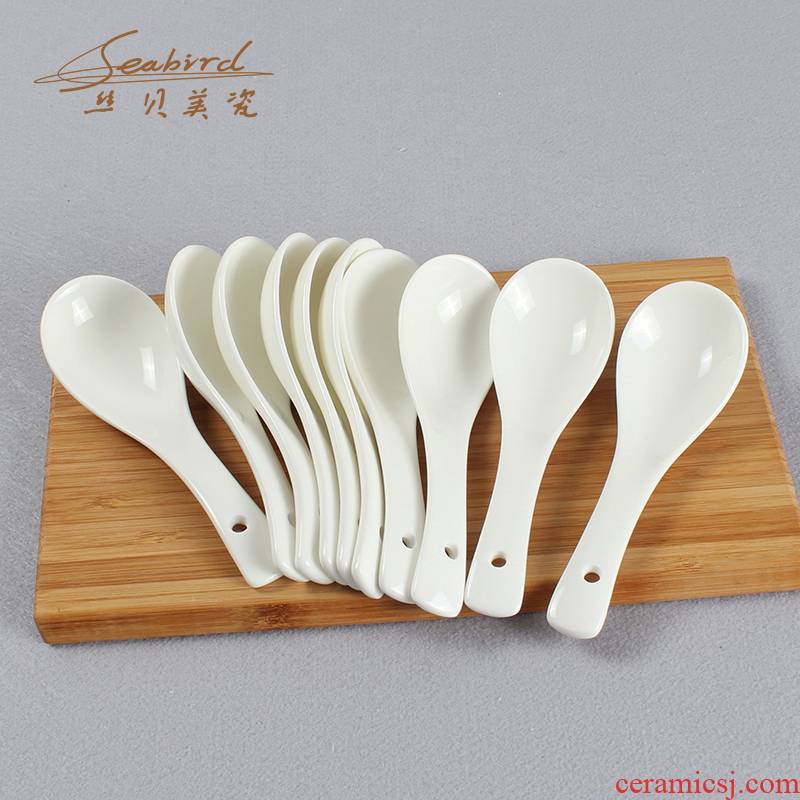 White hotel hotel tableware of pottery and porcelain to large household three rice ladle porridge spoon, spoon, spoon bending small spoon, spoon
