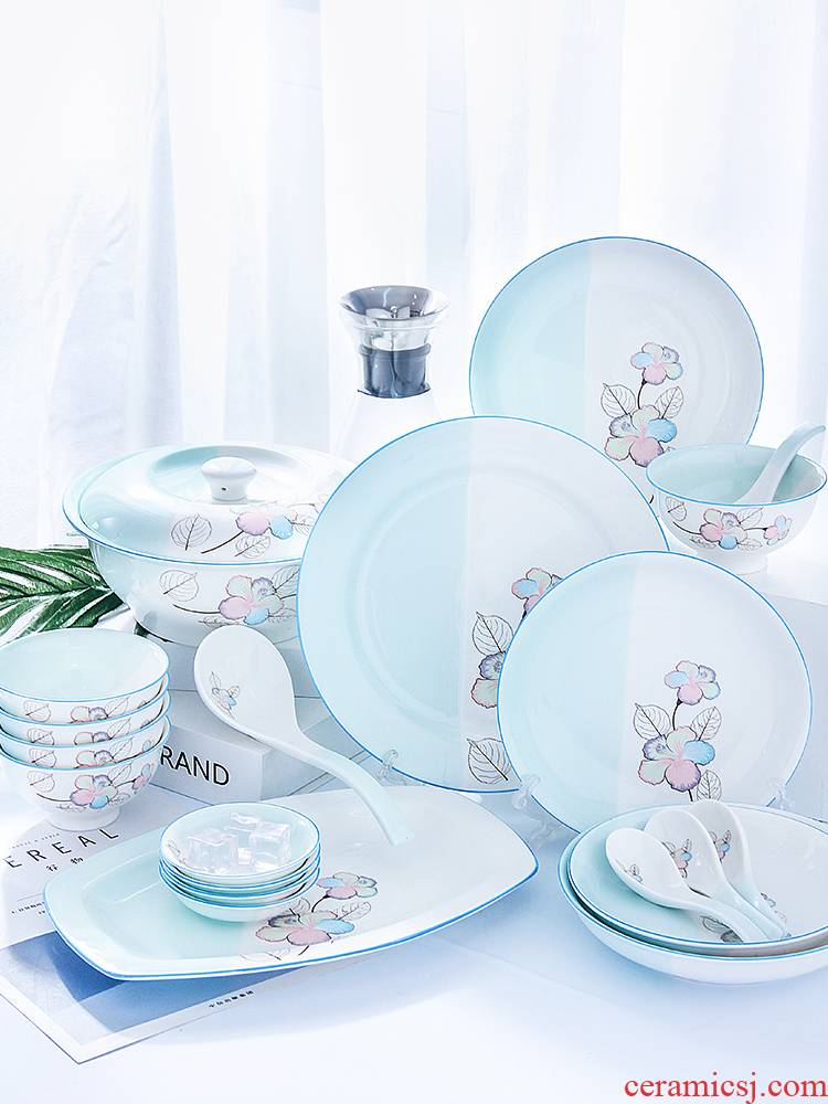 4 dishes suit household contracted to eat bread and butter plate combination of European ipads porcelain of jingdezhen ceramics tableware 6 people