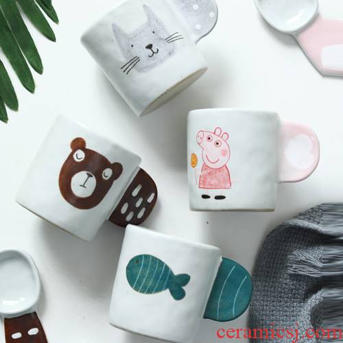 Guber jingdezhen creative hand - made ceramic cup cup express cartoon cup household individuality breakfast cup of coffee cup