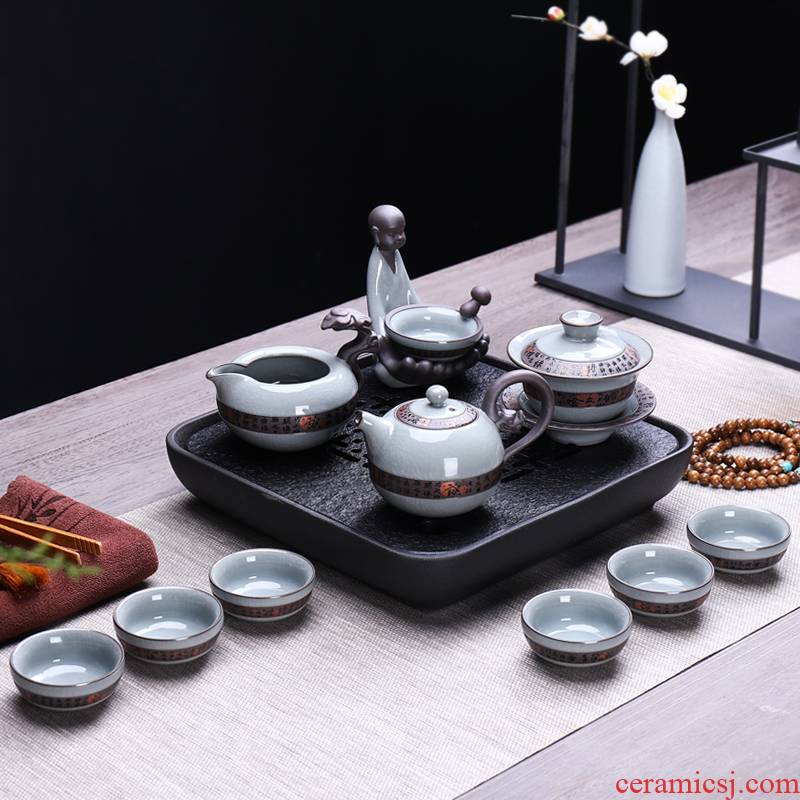Friends is a complete set of kung fu tea set suit household utensils elder brother up with ceramic teapot teacup tea filter Japanese tea set