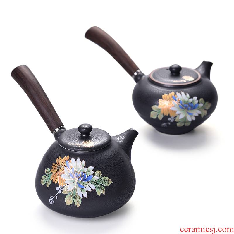 Chiang kai - shek ceramic kung fu tea set with wooden handle, side spend pot of Japanese variable on the teapot tea, single pot of filtering