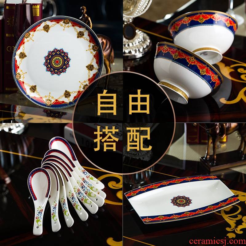 Creative European ceramic plate round dish dish home fish soup plate plate plate ipads porcelain plate tableware dishes suit