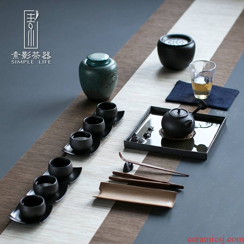 Plain film Japanese coarse ceramic tea set a pot of six cups of dry electrical TaoLu combination cook kung fu tea kettle
