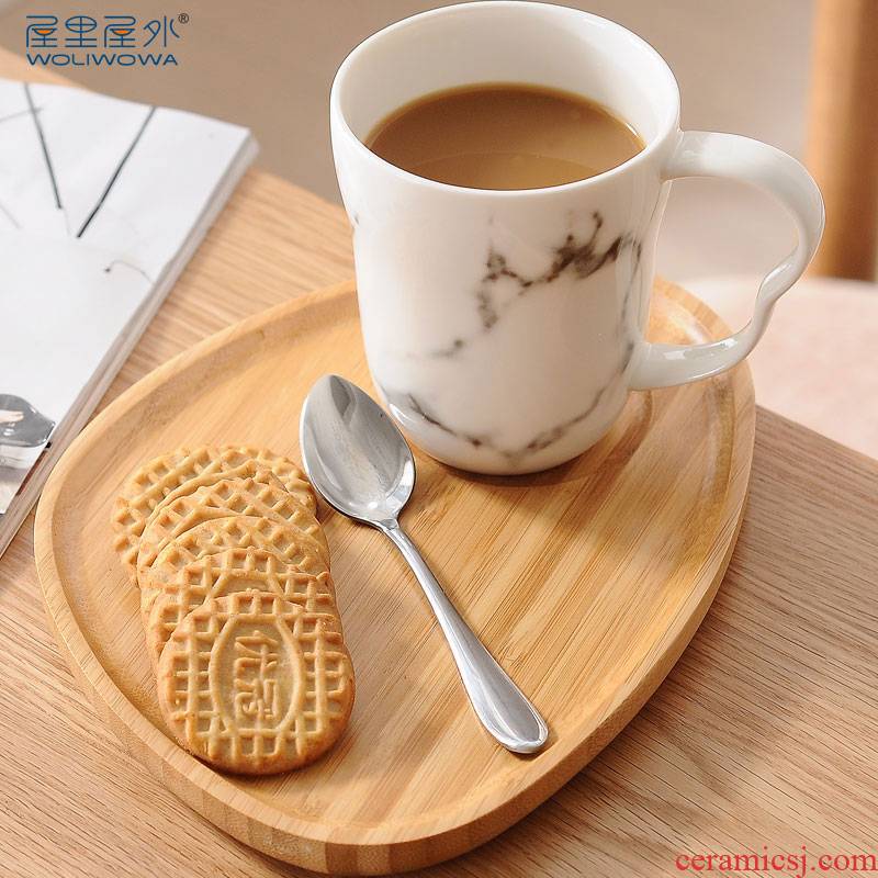 Ceramic keller with spoon, contracted milk cup breakfast cup cup ultimately responds cup coffee cup suit with pallets