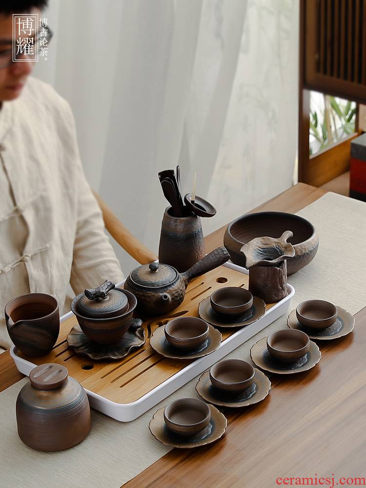 Bo yiu-chee Japanese coarse ceramic tea set fine gold glaze kung fu tea set ceramic whole household contracted office the teapot