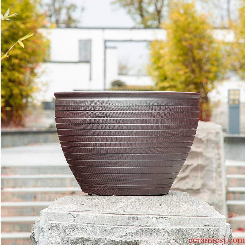 Jingdezhen cylinder tank water lily lotus basin of cycas bonsai trees to raise a flower pot king garden ceramics sitting room
