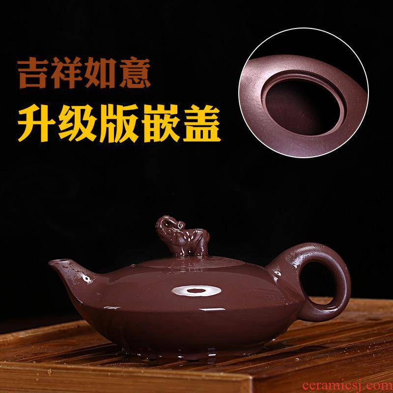 Yixing it pure manual household teapot xi shi stone gourd ladle suit large capacity old purple clay kung fu tea set