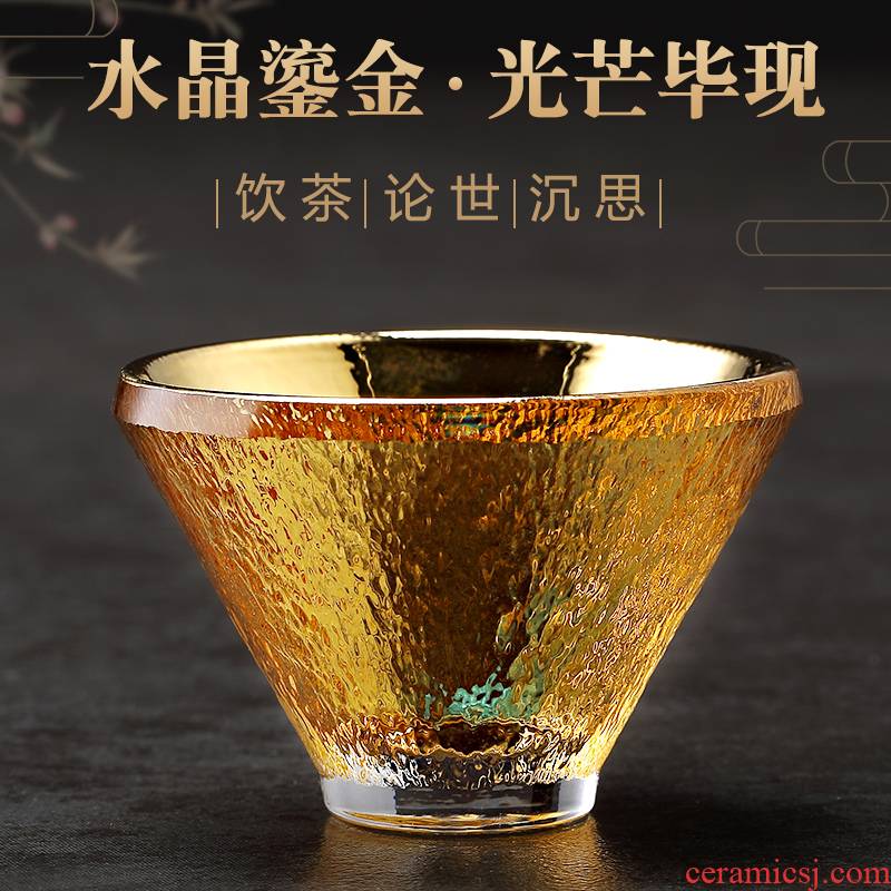 Morning Gao Liu, high - temperature thickening glass small kung fu tea cup of pure gold master cup Japanese sample tea cup single cup size
