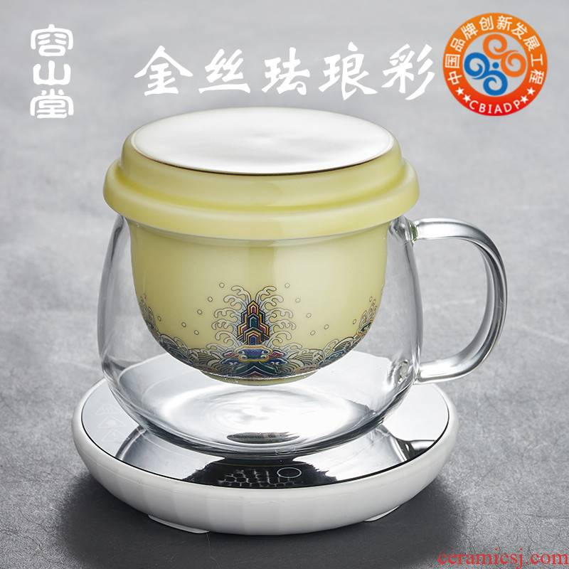 RongShan hall glass tea cup tea separation palace insulation cup of green tea office female ceramic filter tank