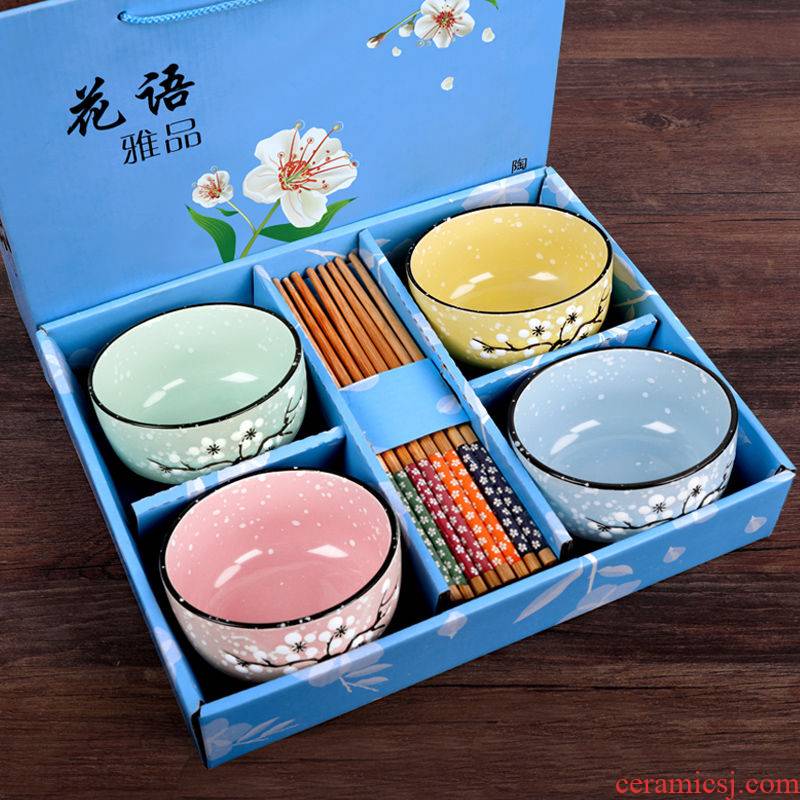 Y ceramic bowl chopsticks sets of household utensils to eat rice bowl family soup bowl Japanese box rice bowls