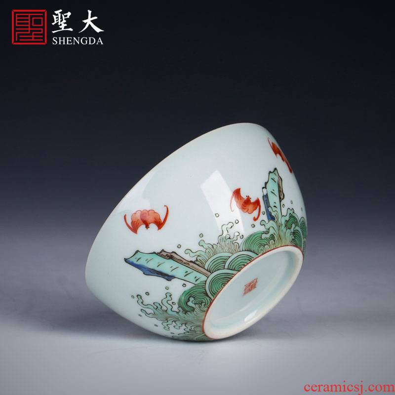 Holy big ceramic kung fu tea set hand - made porcelain treasure of ancient color lie fa cup sample tea cup cup of jingdezhen tea service master