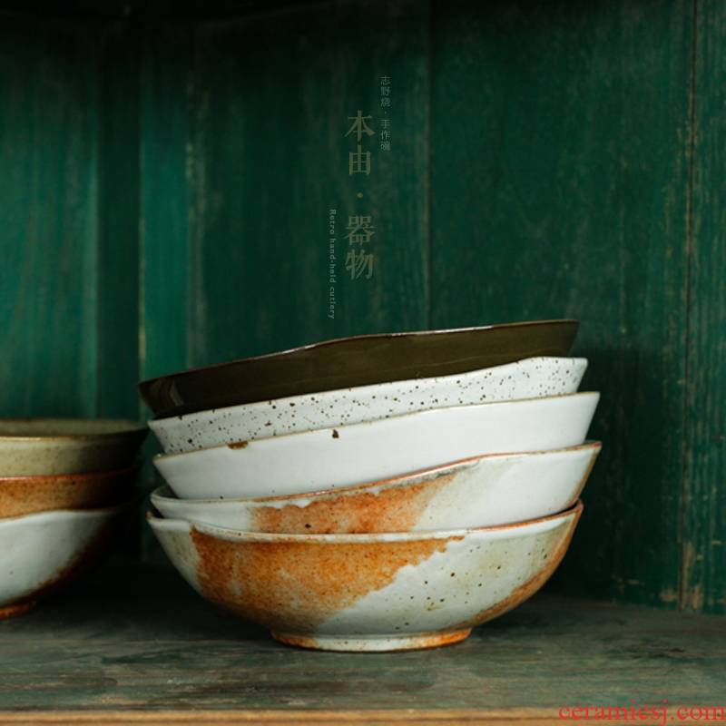 't from Japanese coarse pottery bowl reuse deep dish bowl bowl of irregular large flower bowl of ceramic tableware braise in soy sauce meat dishes