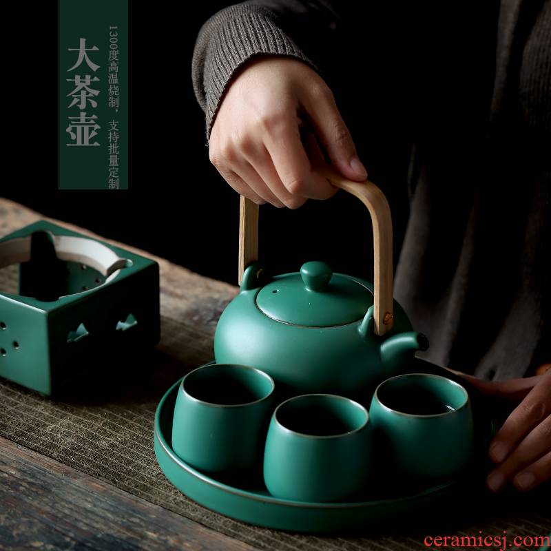 Japanese ceramic teapot large girder pot of restoring ancient ways suit household teapot high - capacity teapot teacup set
