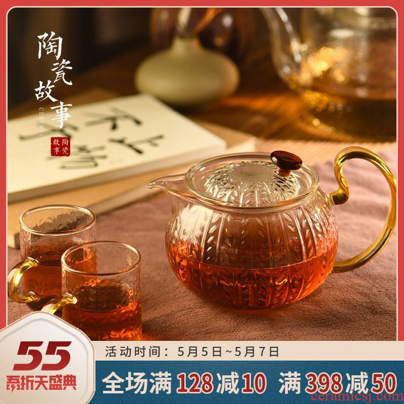 Ceramic glass teapot story high temperature resistant filter flower pot teapot household hammer little teapot tea set