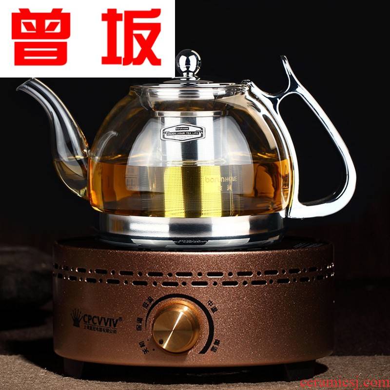 The Who -- tea set stainless steel filter heat - resistant glass tea pot induction cooker special multi - function cooking kettle package