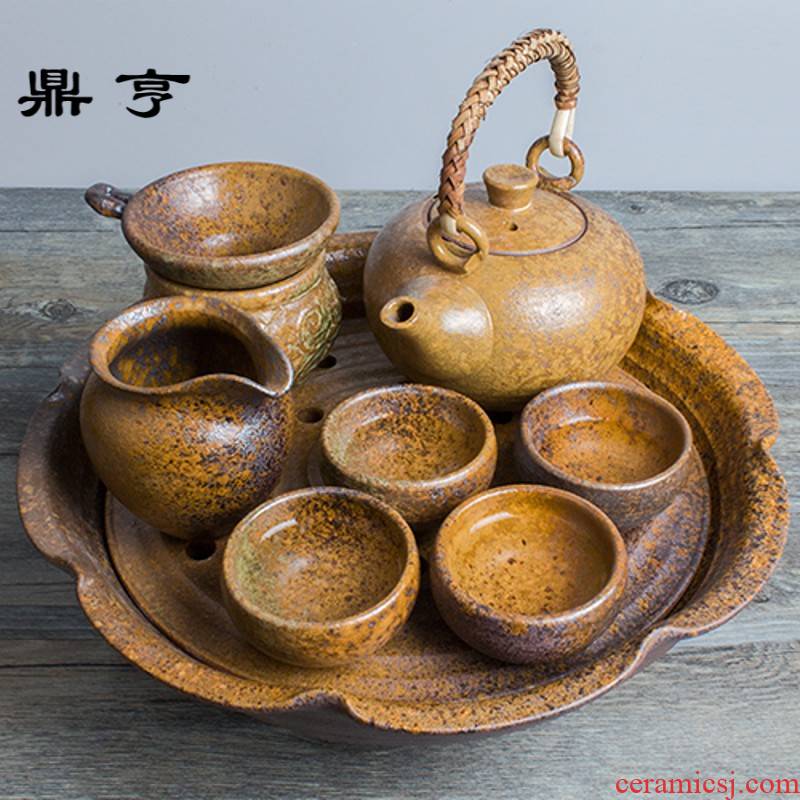 Ding heng 【 】 Japanese coarse pottery tea sets Japanese tea tea set tea service of a complete set of eight times