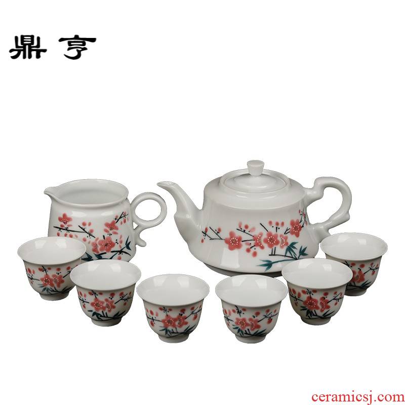 Ding heng retro jingdezhen ceramic institute, 7501 porcelain hand - made water name plum lines 8 head MAO porcelain kung fu tea set