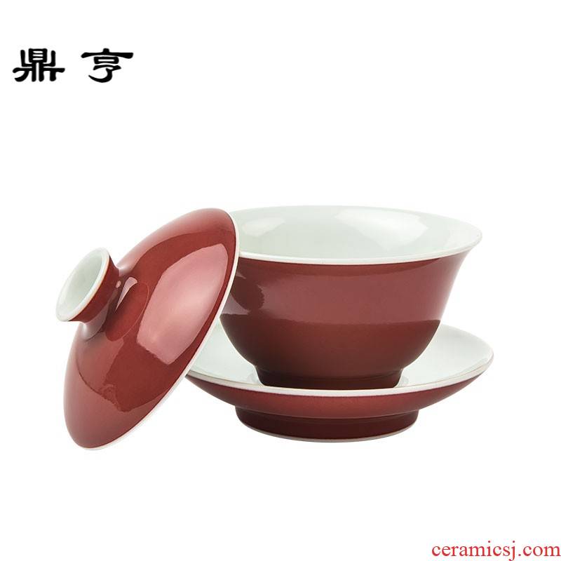 Ding heng ji red it tureen tea cups jingdezhen manual undressed ore color glaze kung fu tea set tea bowl