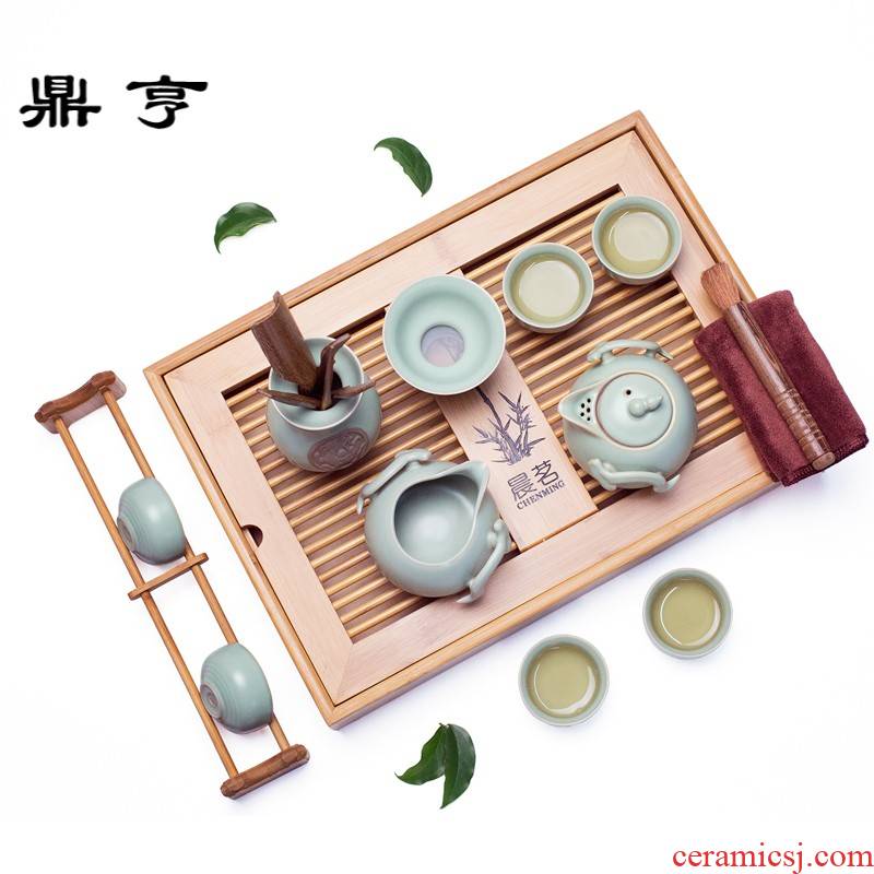 Ding heng your up ceramic tea set of a complete set of the home of kung fu tea tray lid bowl tea sea) tea cups