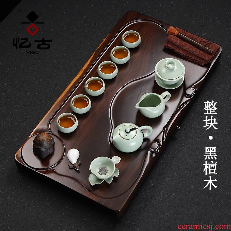 Have the ebony wood tea set kung fu tea set household contracted sitting room of a complete set of ceramic cups solid wood tea tray