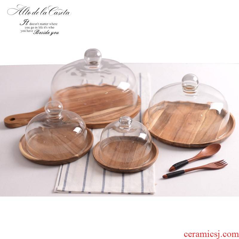 Phi SaMu tray inch round afternoon tea heart frame plate with real wood the glass new ceramic cake tray
