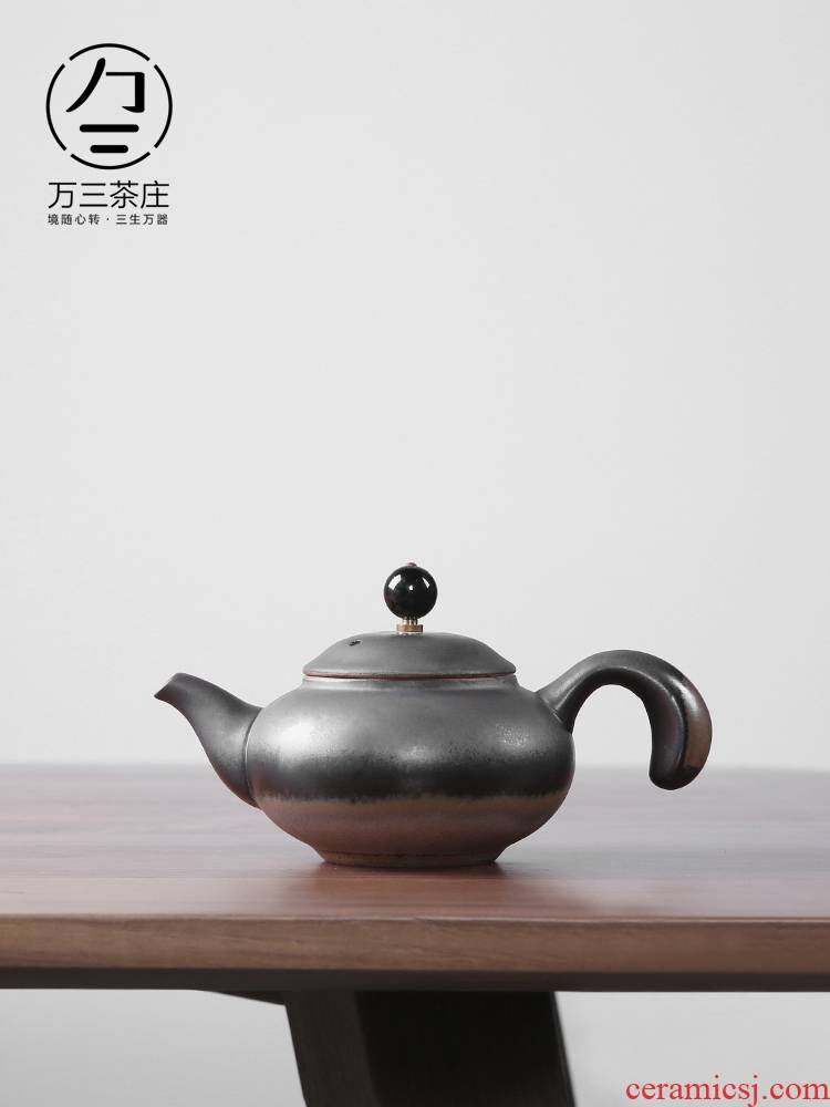 Ceramic teapot tea village three thousand single pot of kung fu tea set manual creative side to make tea pot of coarse pottery household