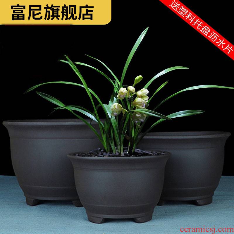 Rich, violet arenaceous miniascape of yixing, contracted pot large clivia ceramic flowerpot clearance balcony vegetable pot