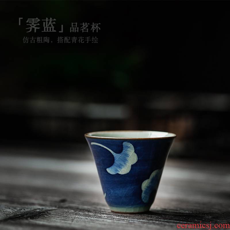 ShangYan blue and white porcelain kung fu tea cup sample tea cup household archaize ceramic tea cup, master cup small bowl