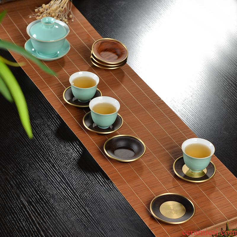 Xu ink black ebony cup insulated copper wood sample tea cup mat wood slippery spare parts for Japanese kung fu tea tea taking