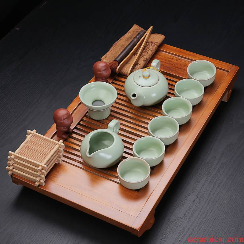 Old &, your up kung fu tea set household contracted tea table solid wood tea tray ceramic teapot teacup small case