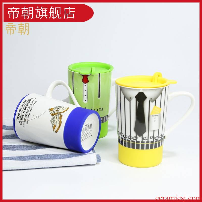 Emperor toward mark water glass ceramics with cover with the handle lovers suit students creative cup gift cups