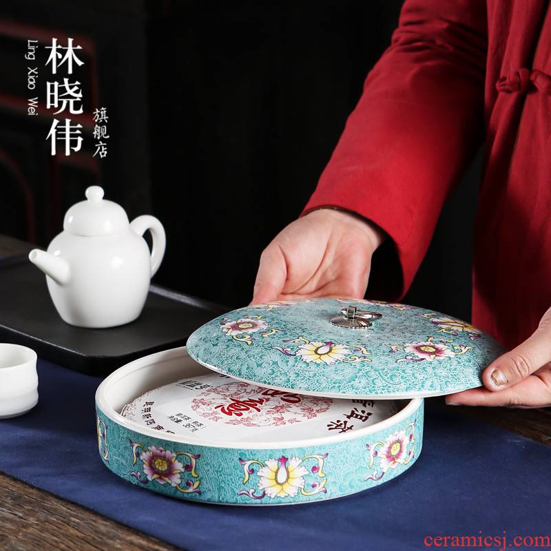 Puer tea cake household ceramics caddy fixings tea box seal pot store tea POTS and POTS large tea caddy fixings