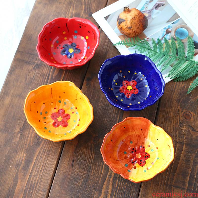 Hand - made ceramic tableware girl heart lace fruit salad bowl dessert bowl bowl irregular shaped pattern petals
