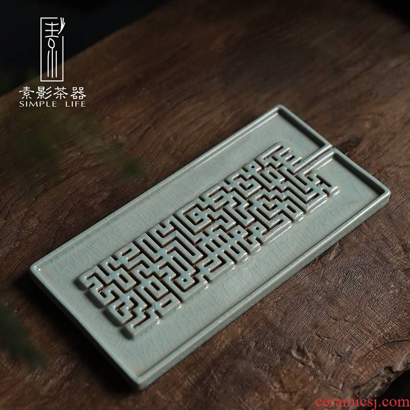 Plain film contracted style dry terms plate rectangular tea tray ceramic single pot of kung fu tea taking with manual tray