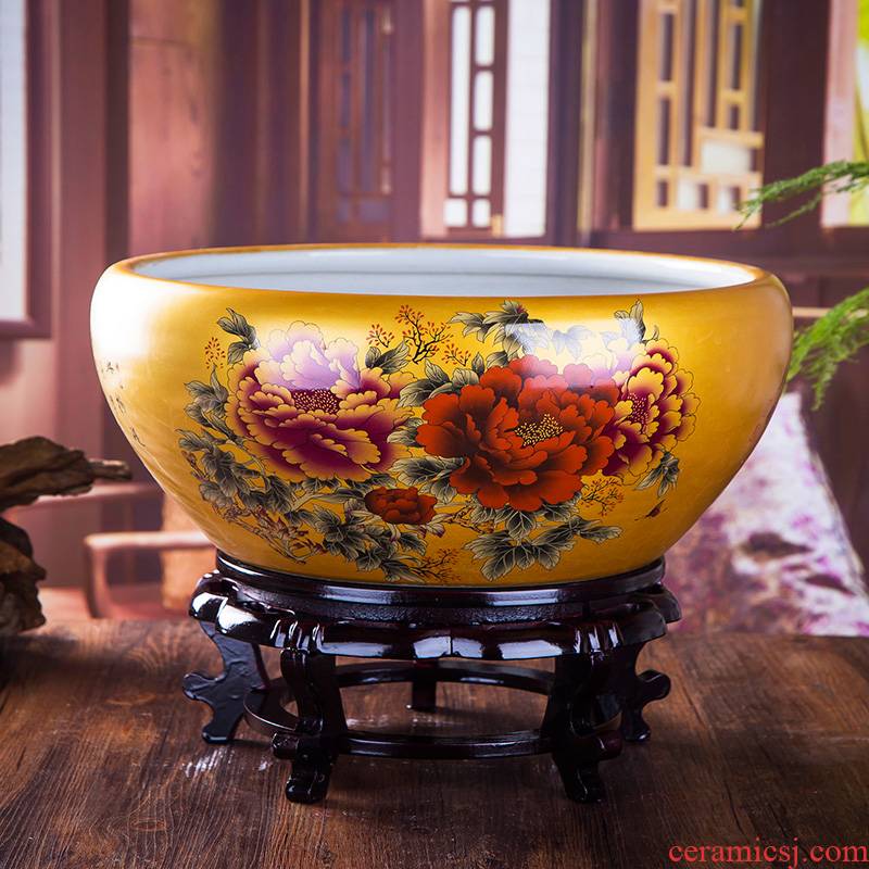 Jingdezhen ceramic goldfish bowl lotus lotus cylinder villa garden home sitting room lucky wind water tanks and furnishing articles