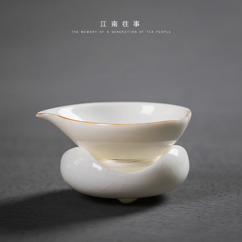 Jiangnan past white porcelain slice open your up kung fu tea tea tea accessories about jade fat) filter about tea