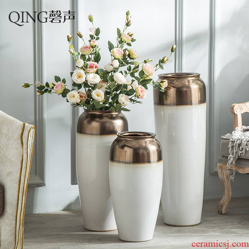 Jingdezhen ceramic vase big sitting room ground large I and contracted dry flower flower arranging hotel porch decorate furnishing articles